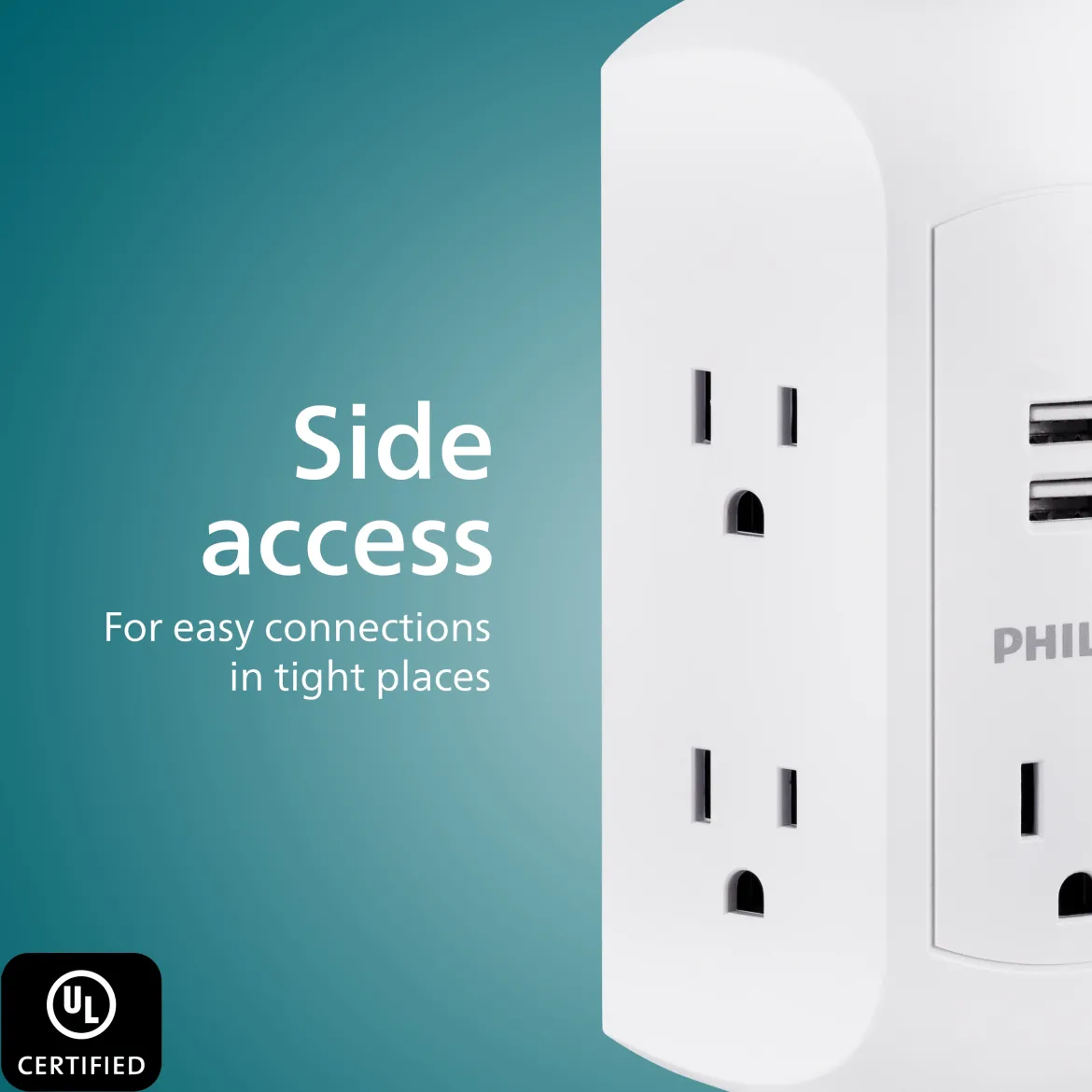 Philips 5-Outlet USB-A Charging Surge Protector