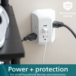 Philips 5-Outlet USB-A Charging Surge Protector