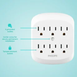 Philips 6-Outlet Wall Tap, White