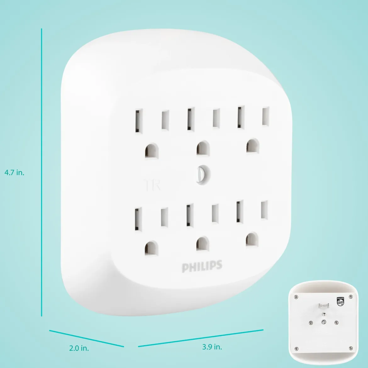 Philips 6-Outlet Wall Tap, White