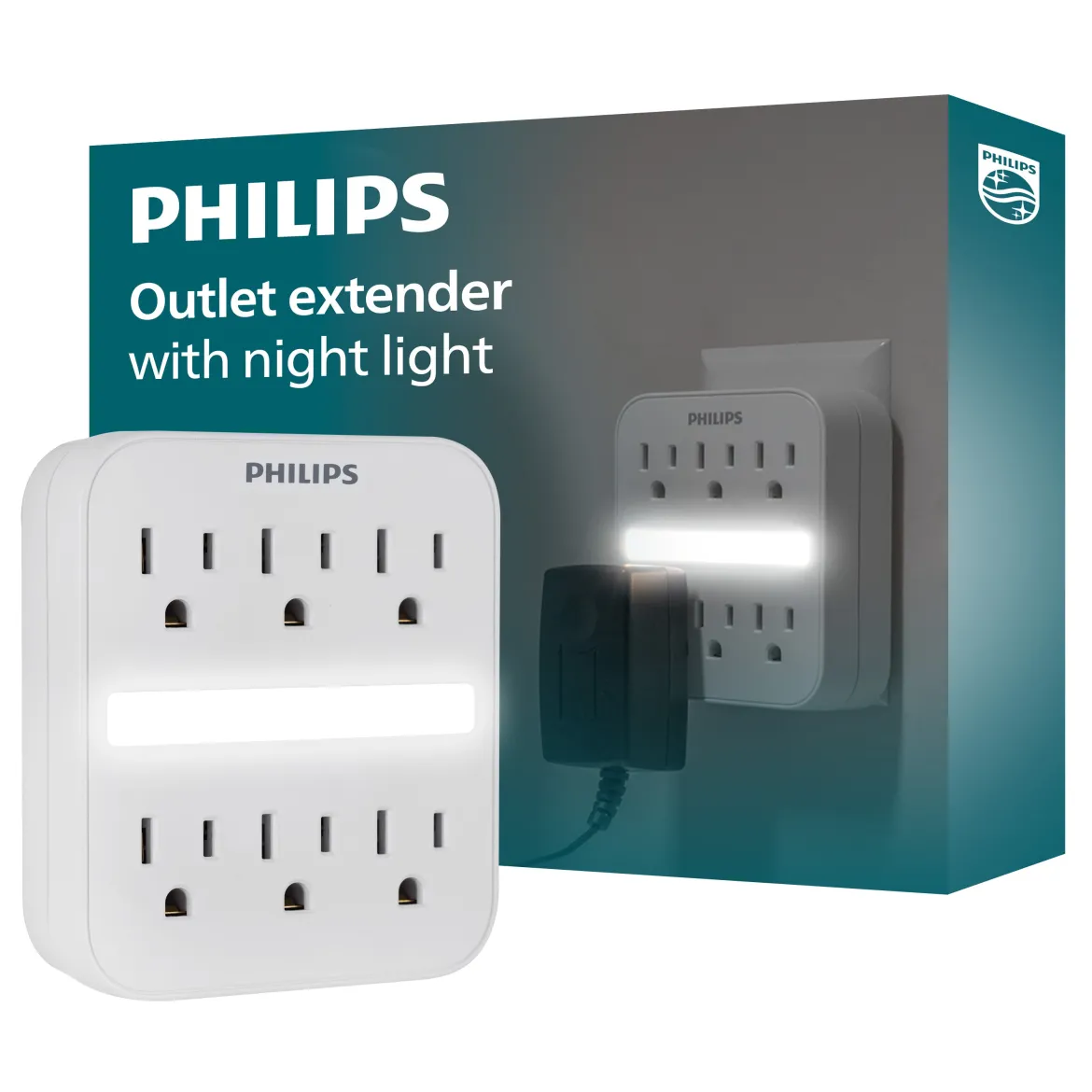 Philips 6-Outlet Wall Tap with Night Light