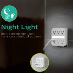Philips 6-Outlet Wall Tap with Night Light
