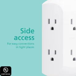 Philips 6-Outlet Wall Tap with Resettable Circuit Breaker, White