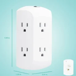 Philips 6-Outlet Wall Tap with Resettable Circuit Breaker, White