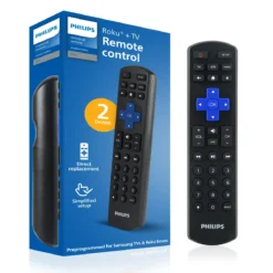 Philips Roku Replacement 2-Device Universal Remote, Black