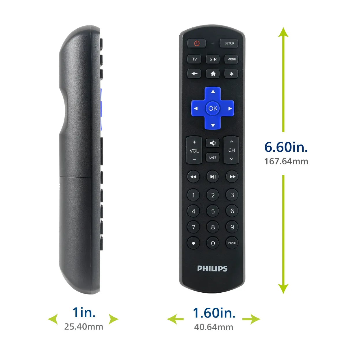 Philips Roku Replacement 2-Device Universal Remote, Black
