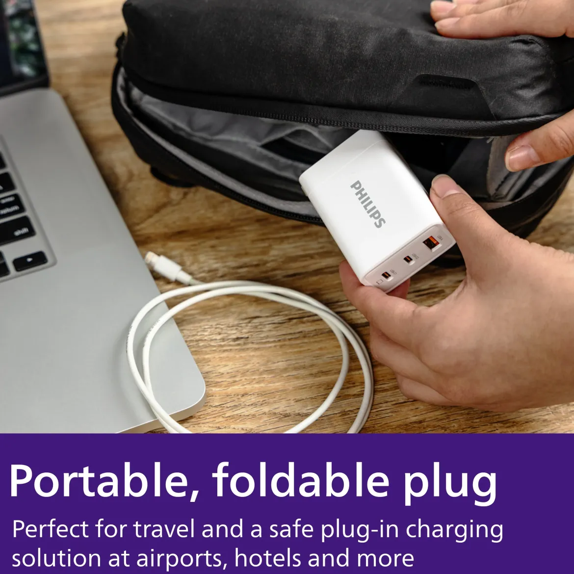 Philips 1 USB and 2 USB-C Wall Charger with Power Delivery, White
