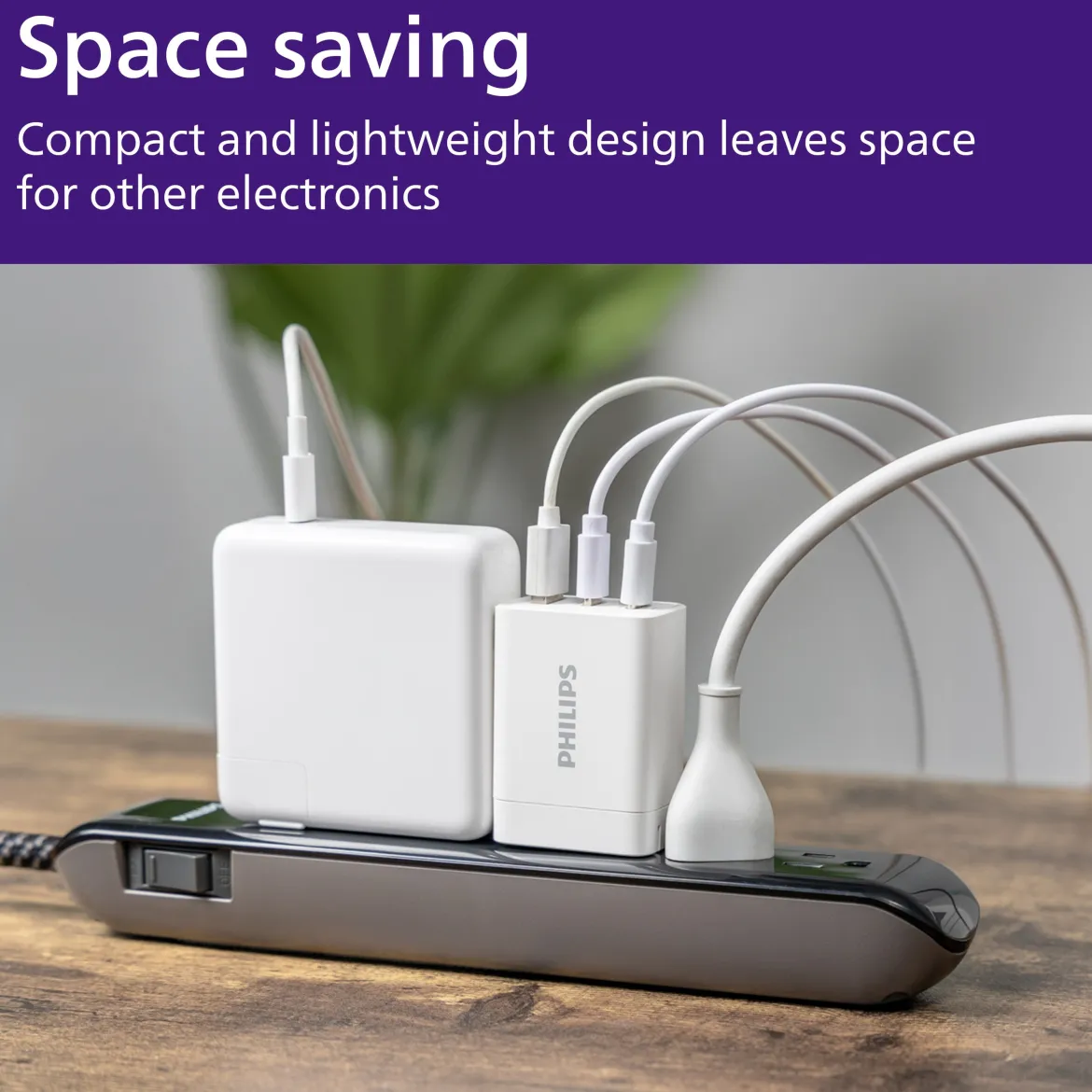 Philips 1 USB and 2 USB-C Wall Charger with Power Delivery, White