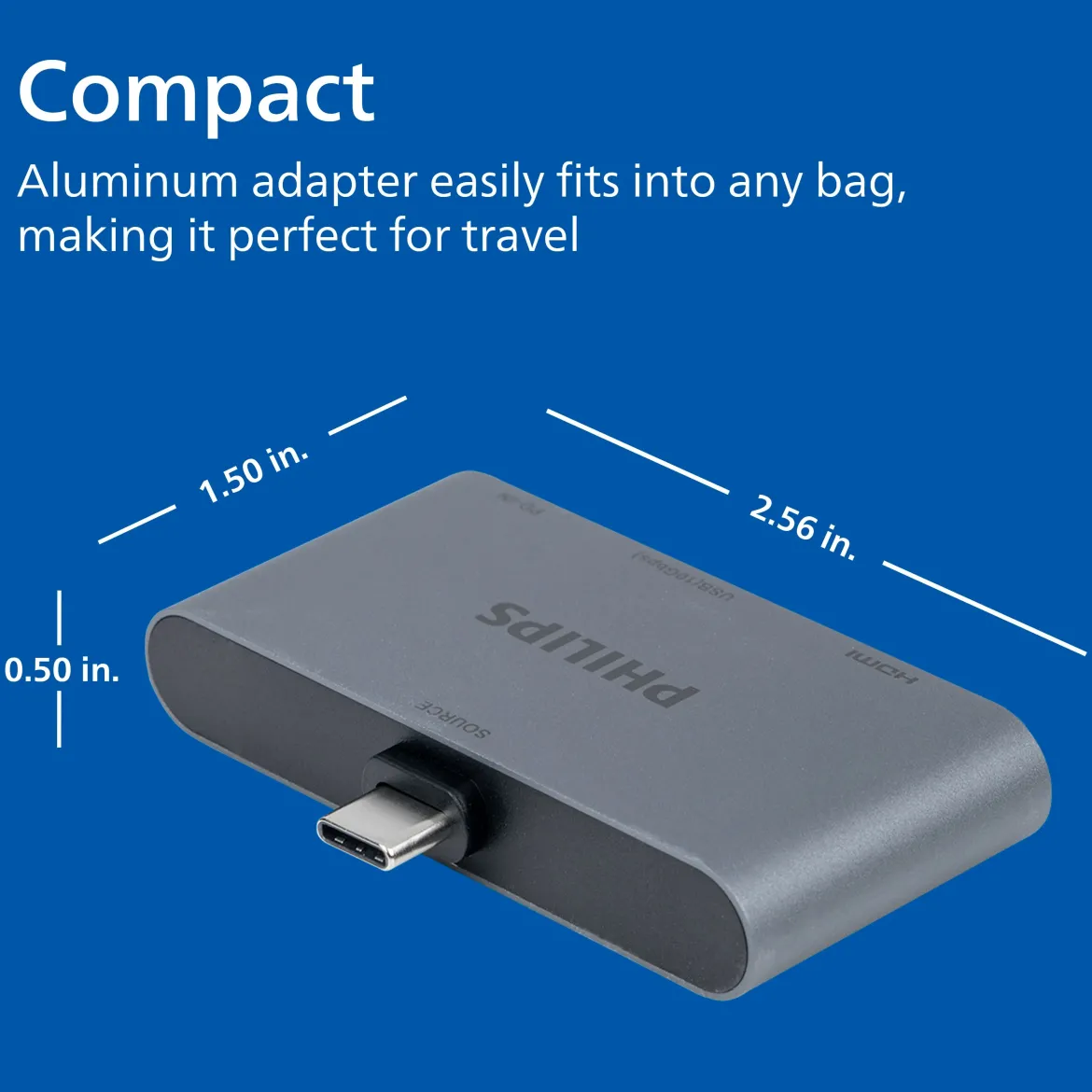 Philips USB-C and HDMI Multiport Hub With Power Pass-Through, Silver
