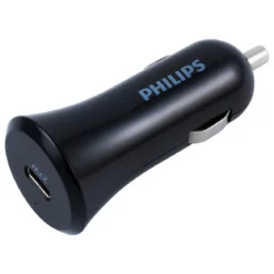 Philips 1-USB Car Charger with USB-C and Power Delivery, Black