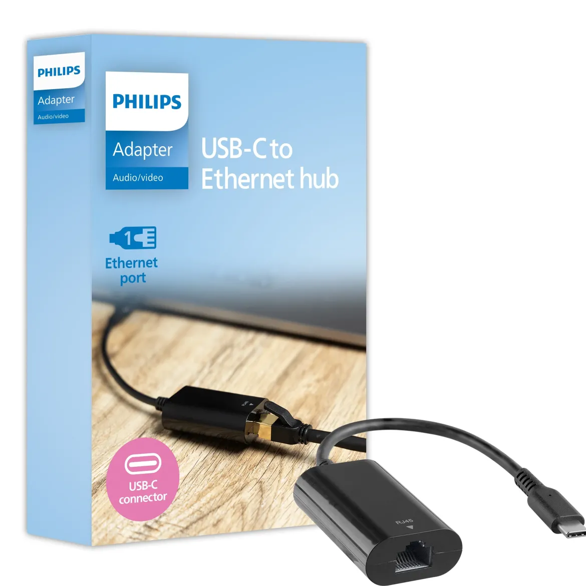 Philips USB-C to Ethernet Adapter, Black