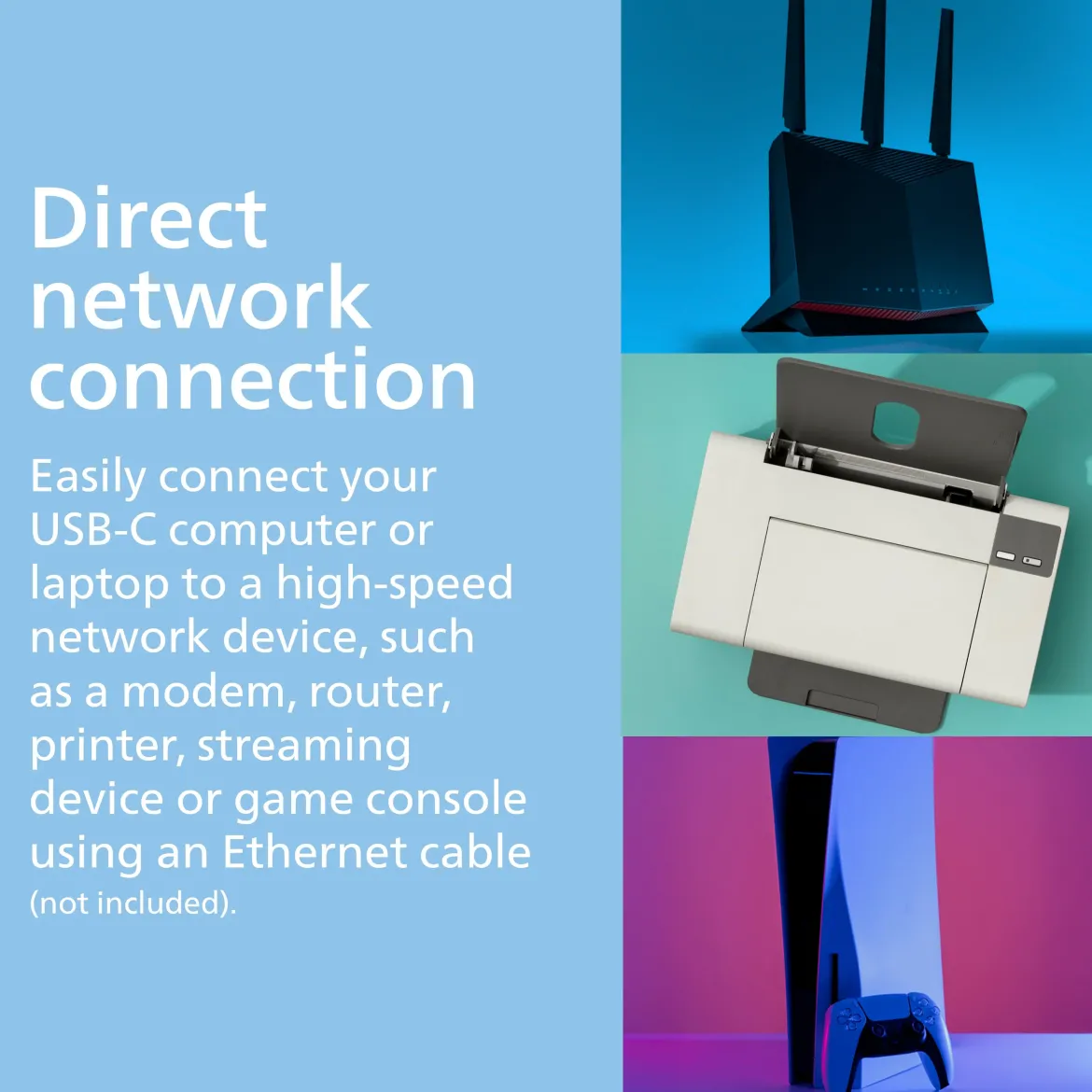 Philips USB-C to Ethernet Adapter, Black