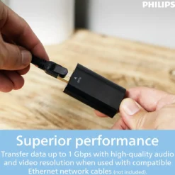 Philips USB-C to Ethernet Adapter, Black