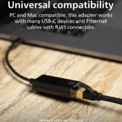 Philips USB-C to Ethernet Adapter, Black