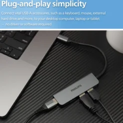Philips USB-C to USB-A 4-Port Hub, silver, 3pk