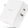 Philips USB-C USB-A Wall Charger with Power Delivery, White