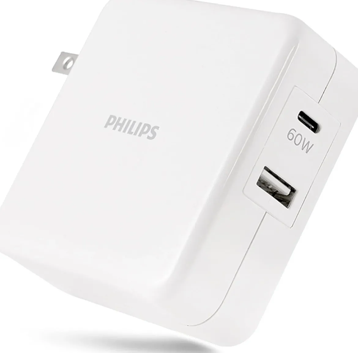 Philips USB-C USB-A Wall Charger with Power Delivery, White