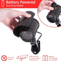Power Gear Battery-Operated Decoy Security Bullet Camera with Red Indicator LED, Black