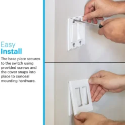 Power Gear Double Rocker Screwless Light Switch Wall Plate, 5 Pack, White