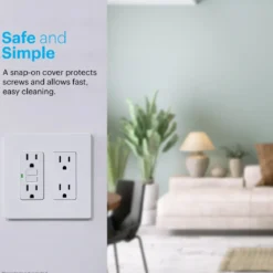 Power Gear Double Rocker Screwless Light Switch Wall Plate, 5 Pack, White
