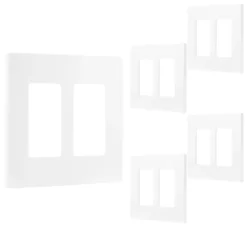 Power Gear Double Rocker Screwless Light Switch Wall Plate, 5 Pack, White