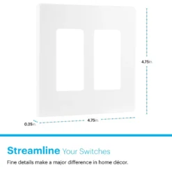 Power Gear Double Rocker Screwless Light Switch Wall Plate, 10 Pack, White