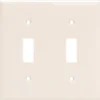 Power Gear Double Toggle Light Switch Wall Plate, Light Almond