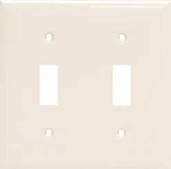 Power Gear Double Toggle Light Switch Wall Plate, Light Almond