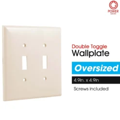 Power Gear Double Toggle Light Switch Wall Plate, Light Almond