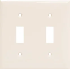 Power Gear Double Toggle Light Switch Wall Plate, Light Almond