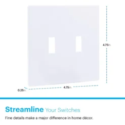 Power Gear Double Toggle Screwless Wall Plate, White, 10 Pack