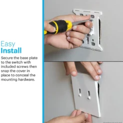 Power Gear Double Toggle Screwless Wall Plate, White, 5 Pack