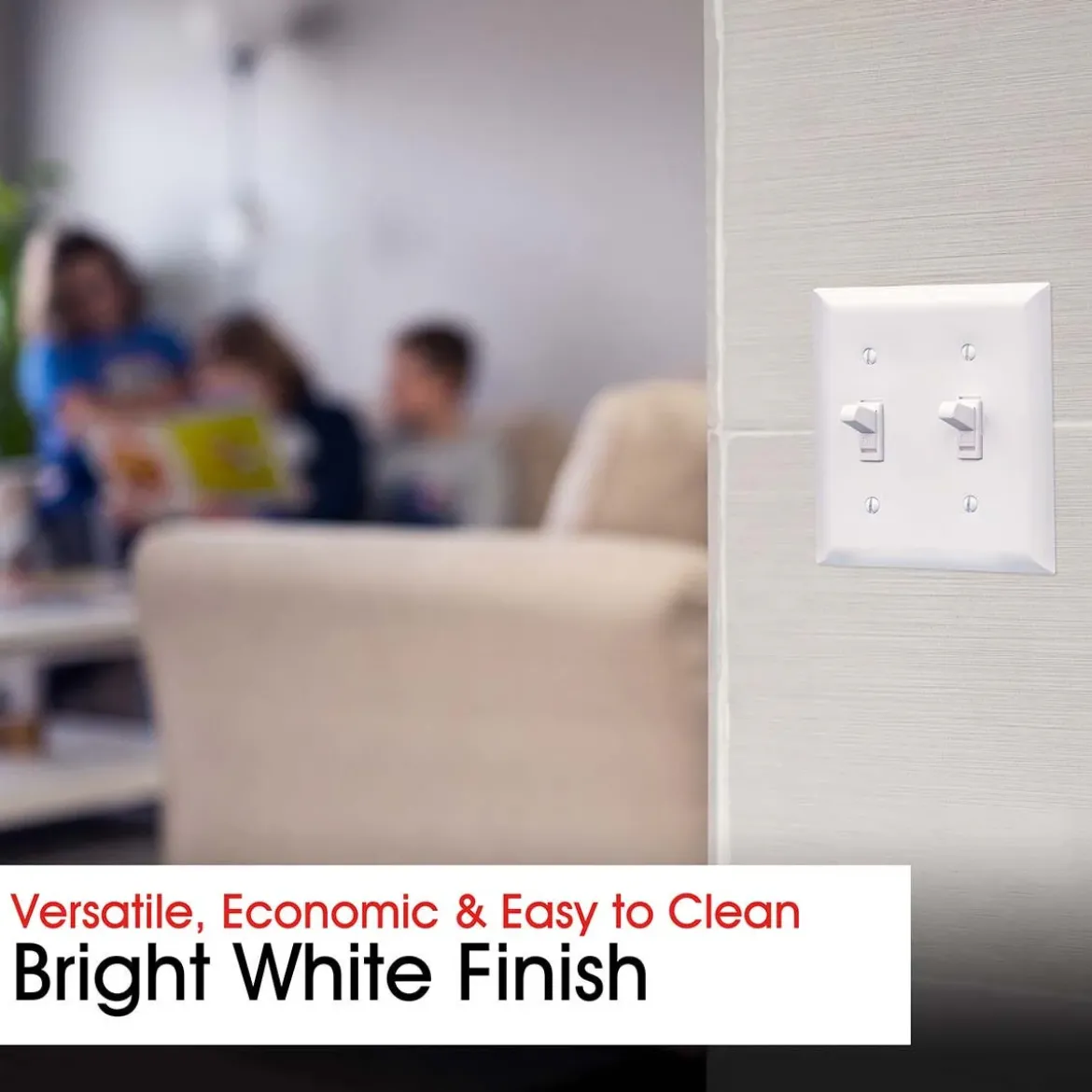 Power Gear Double Toggle Switch Oversized Wall Plate, White