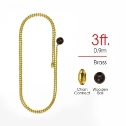 Power Gear 3 ft. Beaded Chain with Wooden Ball, Brass