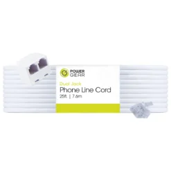 Power Gear 25ft. Dual-Jack Phone Line Cord, White
