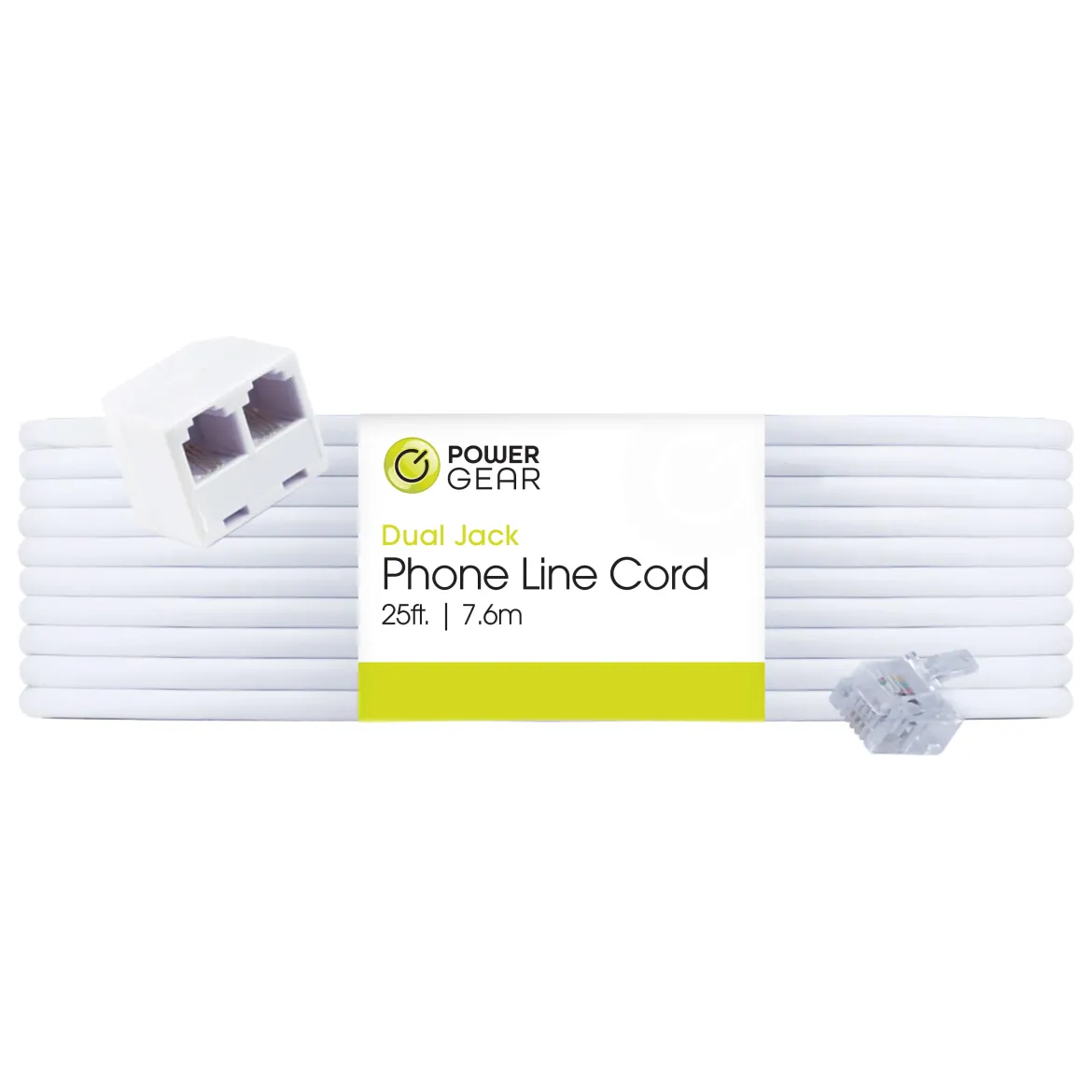 Power Gear 25ft. Dual-Jack Phone Line Cord, White