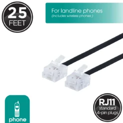 Power Gear 25ft. Phone Line Cord, Black