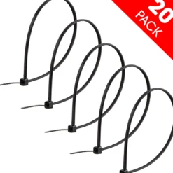 Power Gear Plastic Cable Ties, Black, 8in, 20pk