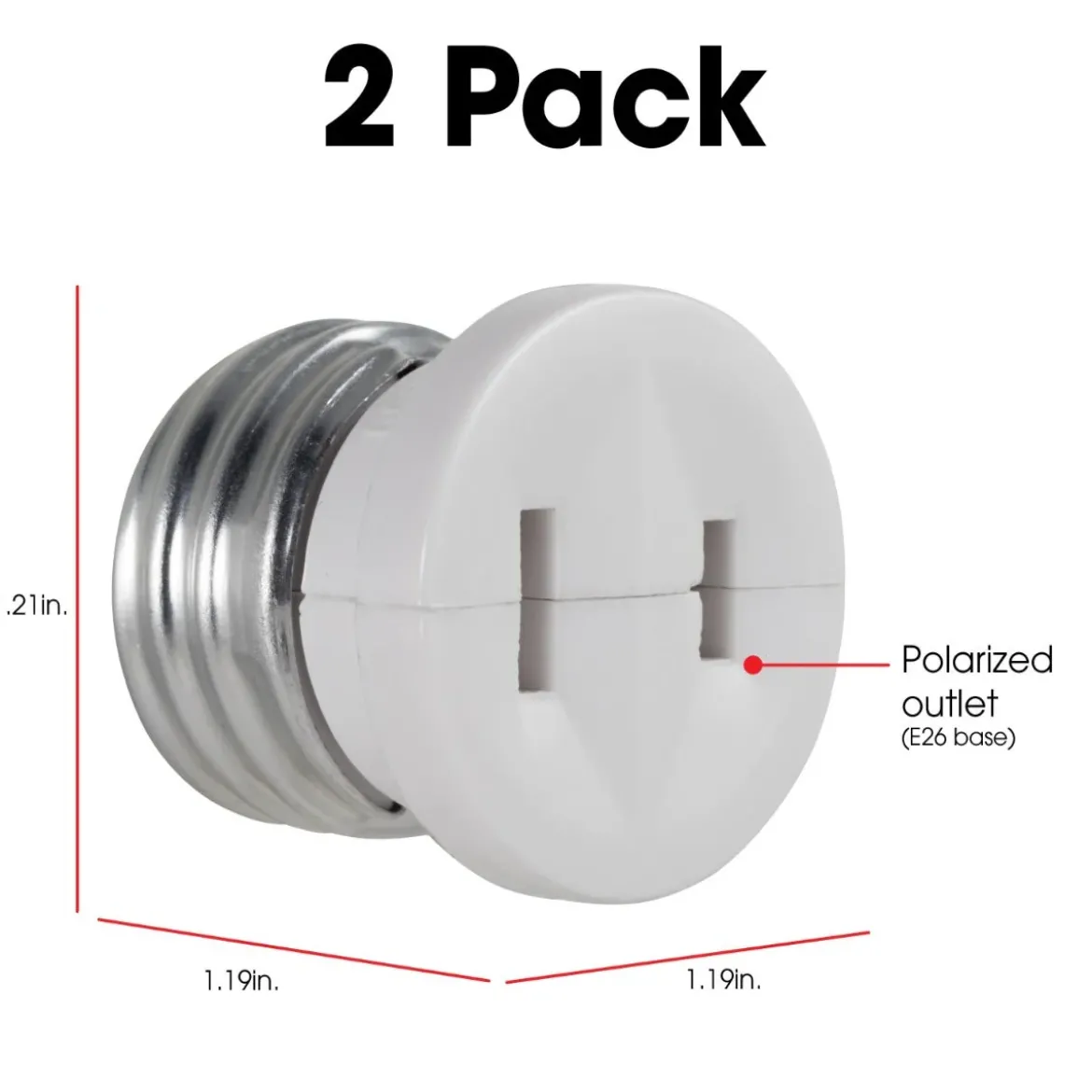 Power Gear Polarized Light Socket Adapter, White, 2pk