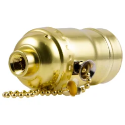 Power Gear Pull-Chain Lamp Socket, Brass