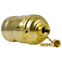 Power Gear Pull-Chain Lamp Socket, Brass