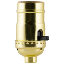 Power Gear Push On/Off Lamp Socket, Brass