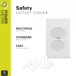 Power Gear Safety Outlet Covers, 30 Pack, White