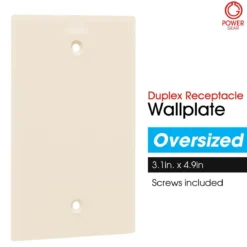 Power Gear Single Blank Oversized Wall Plate Cover, Light Almond