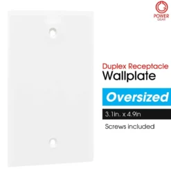 Power Gear Single Blank Oversized Wall Plate Cover, White