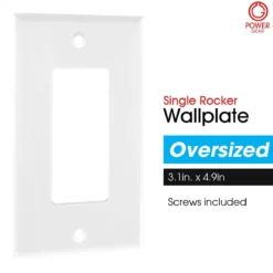 Power Gear Single Rocker Switch Oversized Wall Plate, White