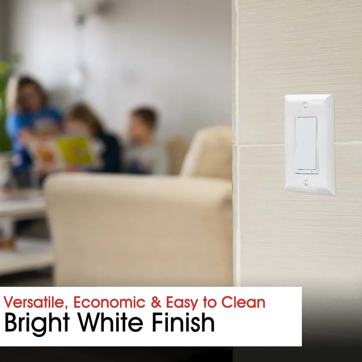 Power Gear Single Rocker Switch Oversized Wall Plate, White