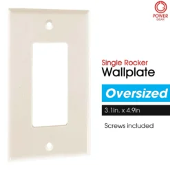 Power Gear Single Rocker Switch Oversized Wall Plate, Light Almond