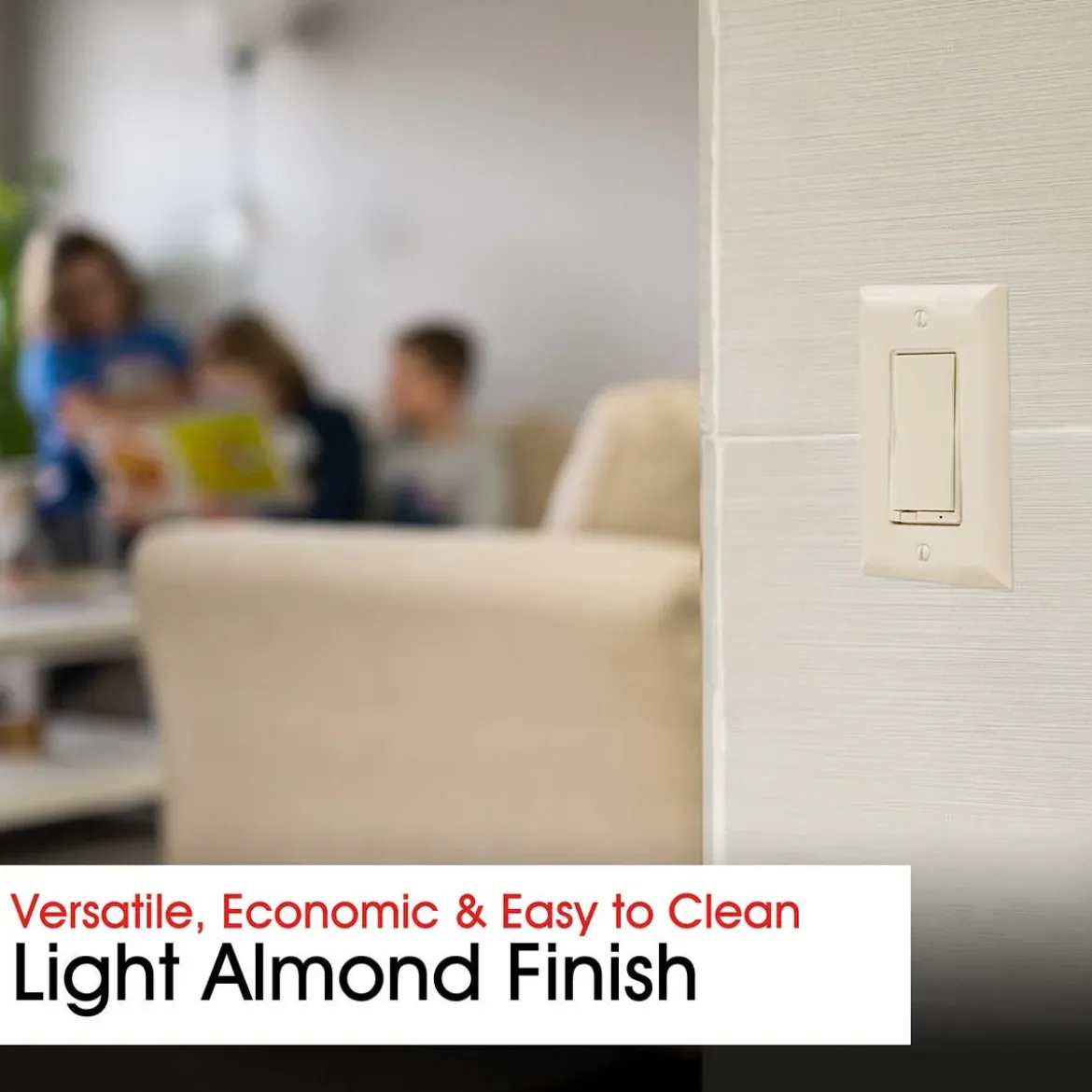 Power Gear Single Rocker Switch Oversized Wall Plate, Light Almond