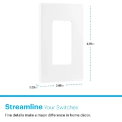 Power Gear Single Screwless Rocker Light Switch Wall Plate, 10 Pack, White